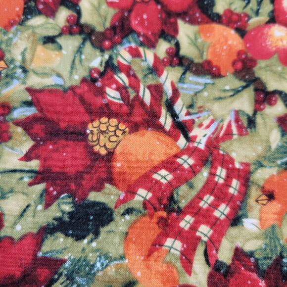 Cotton Fabric Lot 1 Christmas Poinsettia Floral Print 18x42"  Quilting Craft - Picture 8 of 12